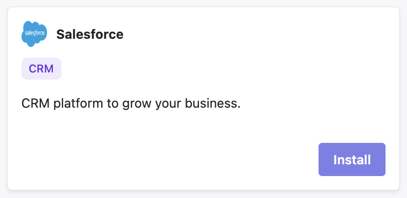 Salesforce integration in Available Apps