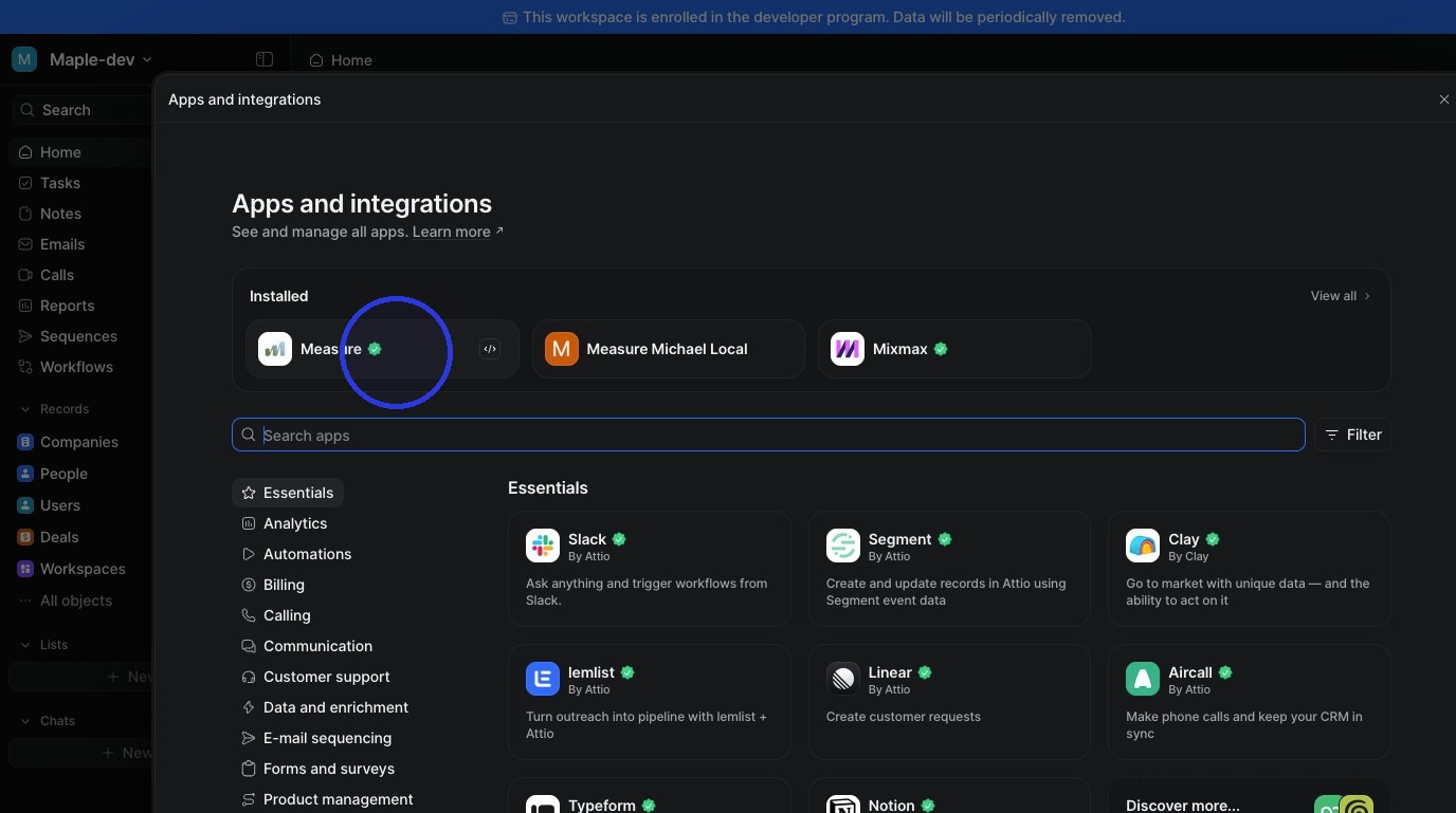 Apps and integrations list