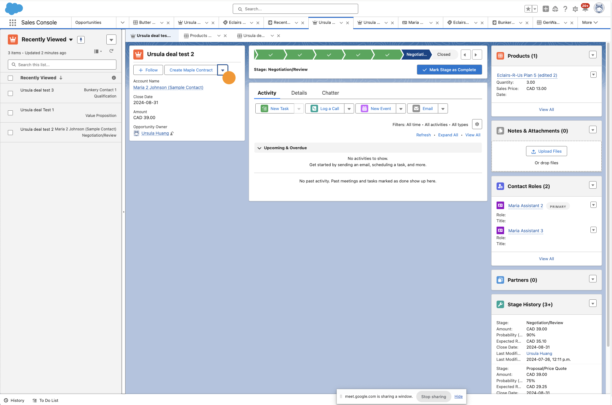 Contract workflow from Salesforce opportunity