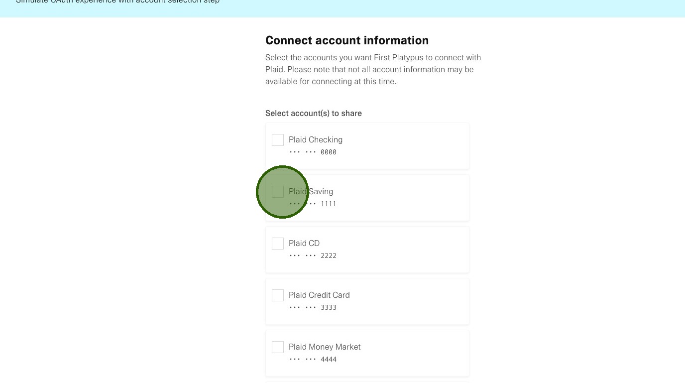 Select accounts to connect