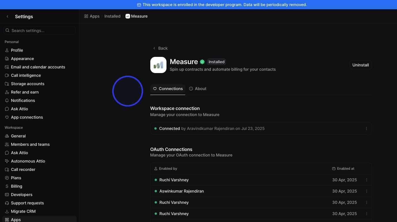 Add connection screen with API token field