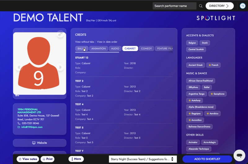 Screenshot of the updated Credits section showing individual category headings