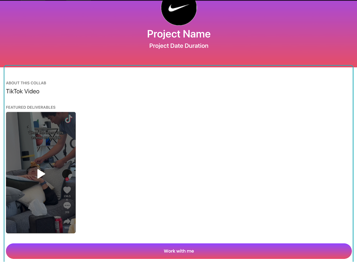 Click on Brand Project Info Modal Content - Nike