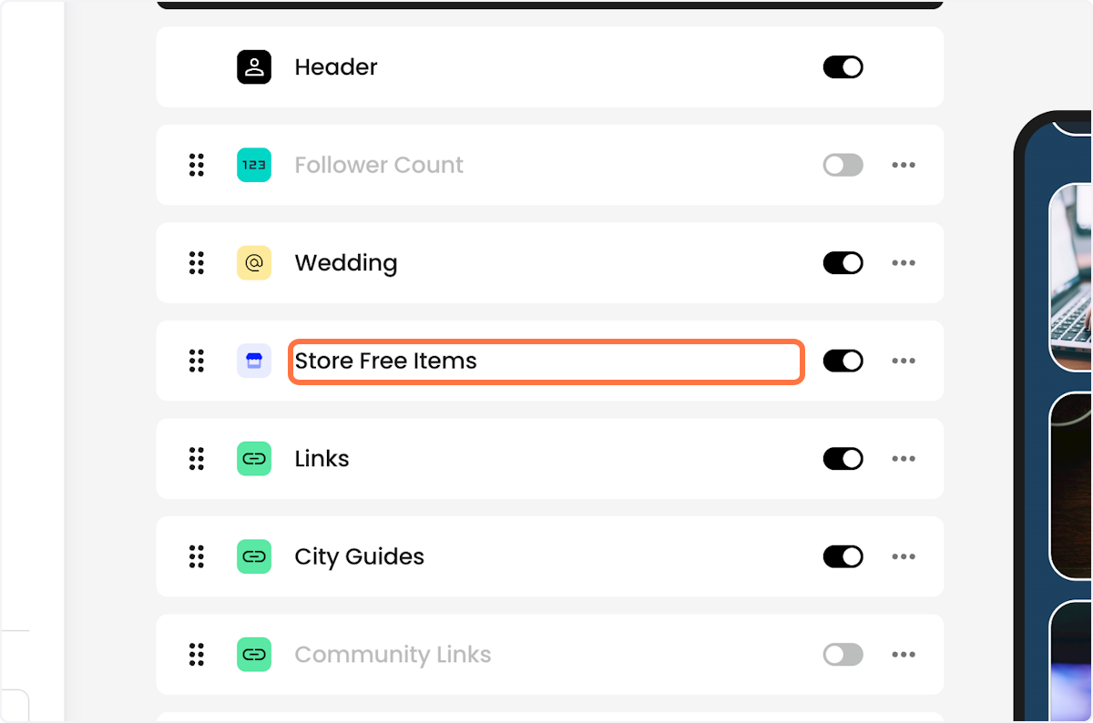 Click on the Store Block you want to edit