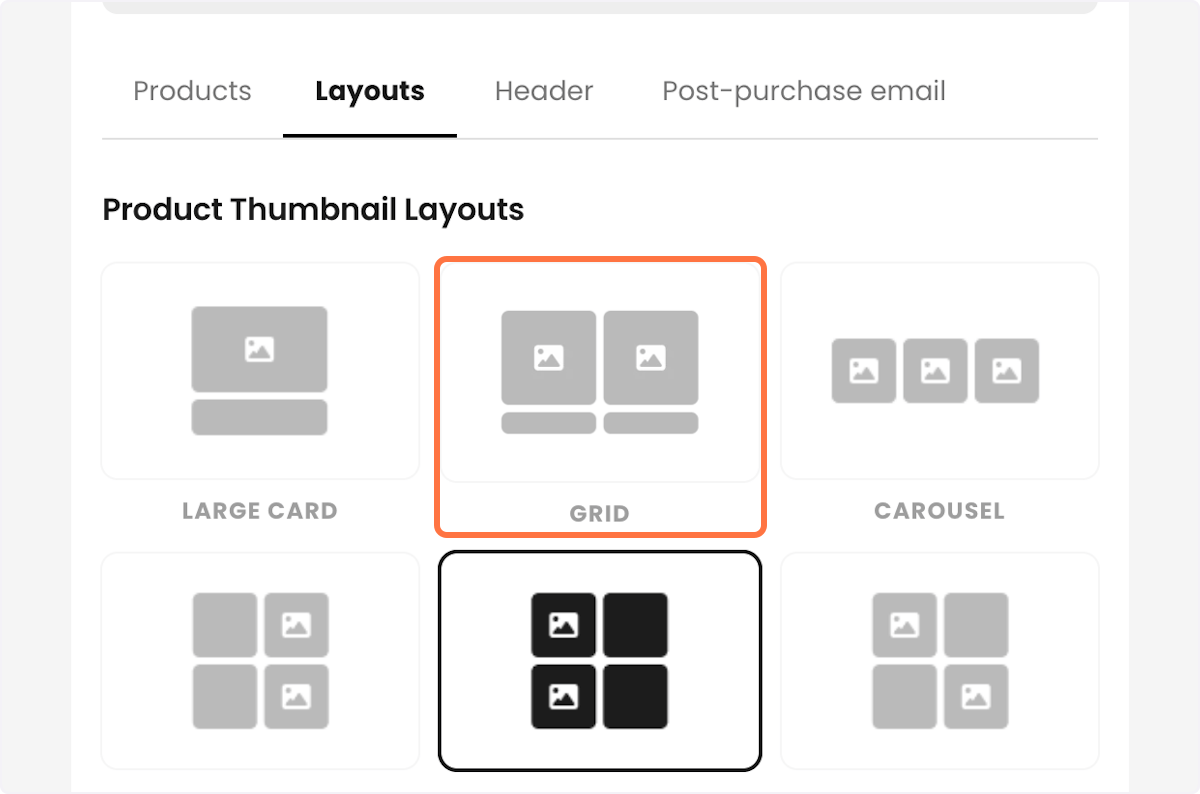 Choose the layout you want your products to have