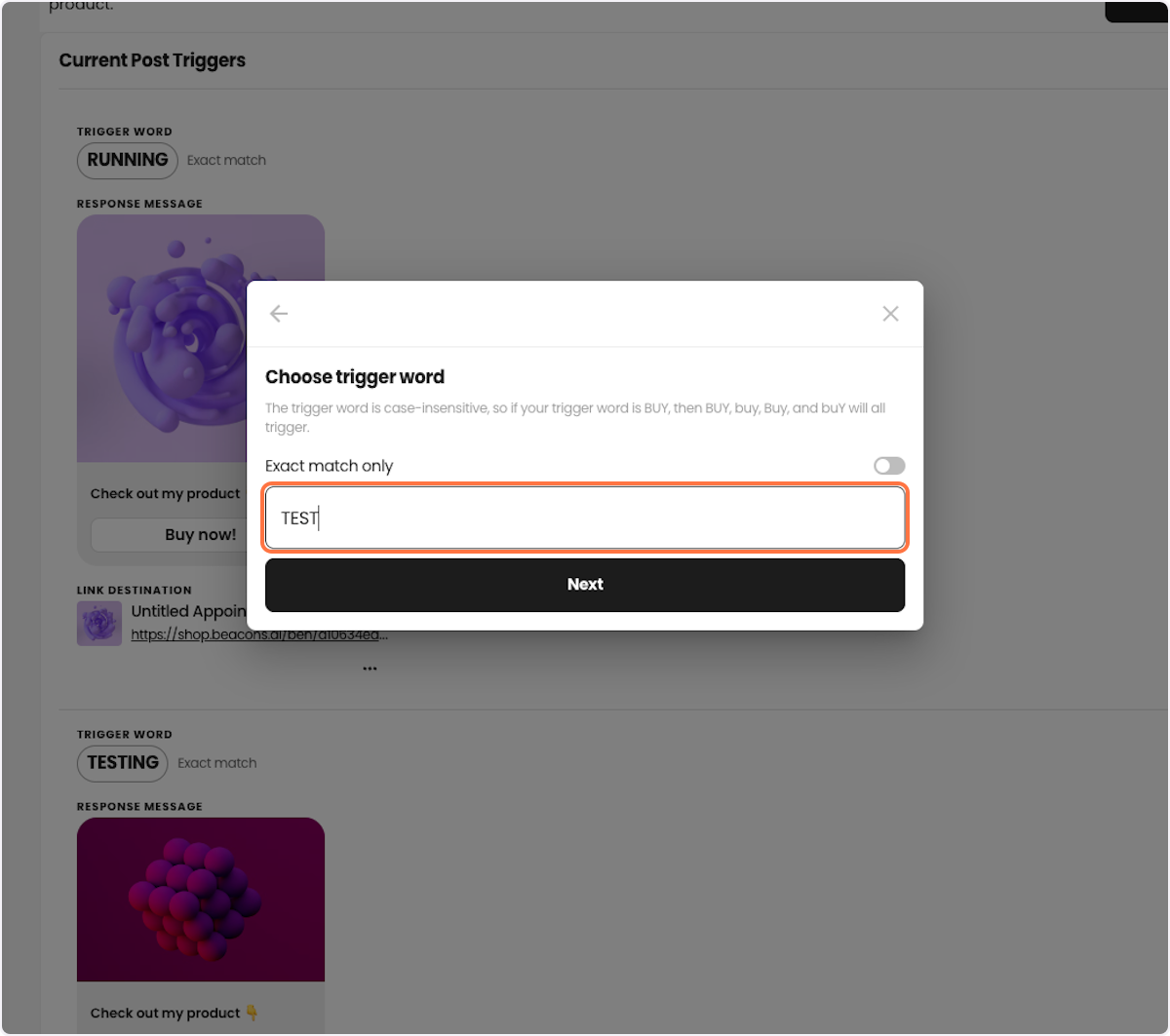 Type "TEST"