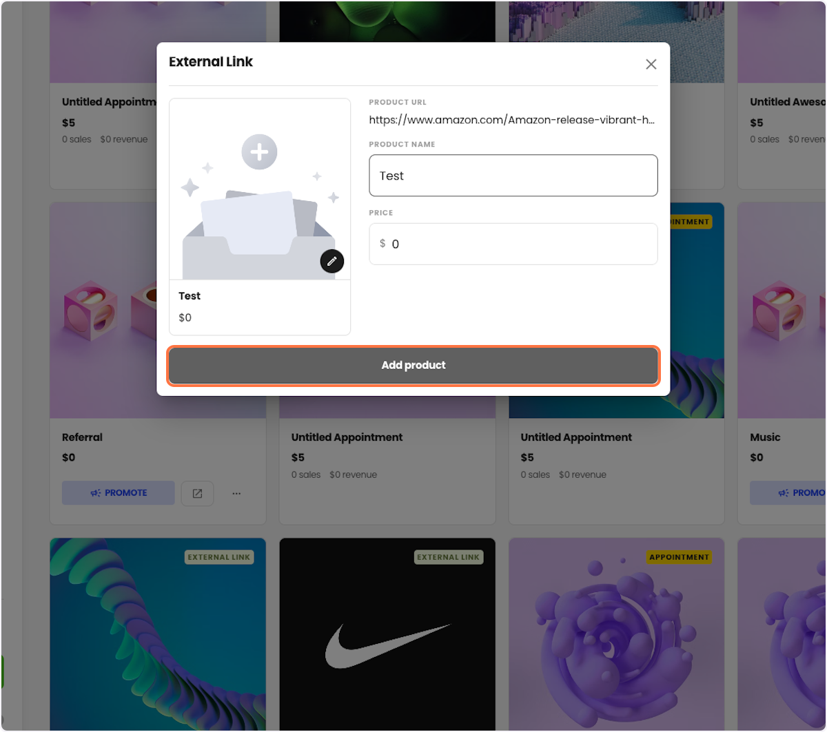 Click on Add product