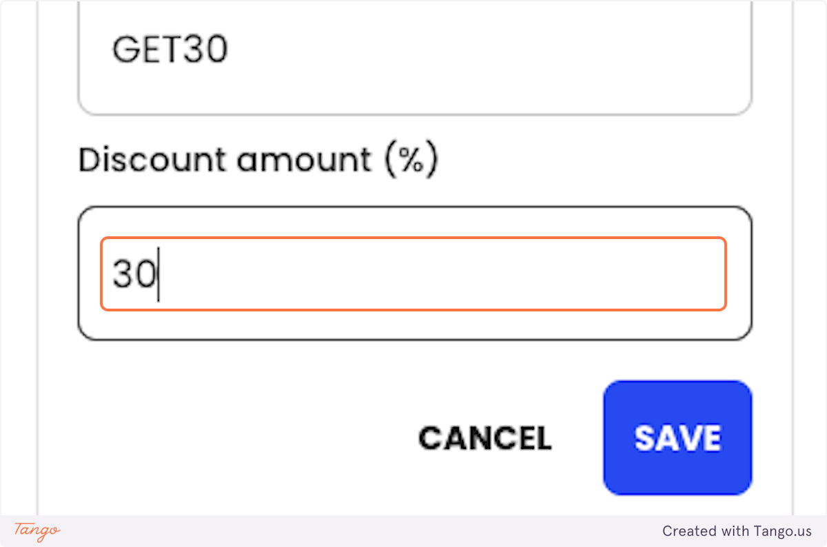 Choose the % discount you want the coupon to apply.