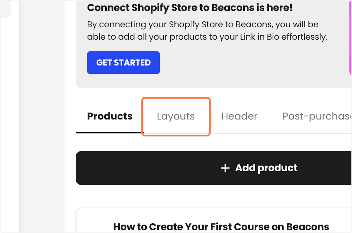 Click on Layouts Menu