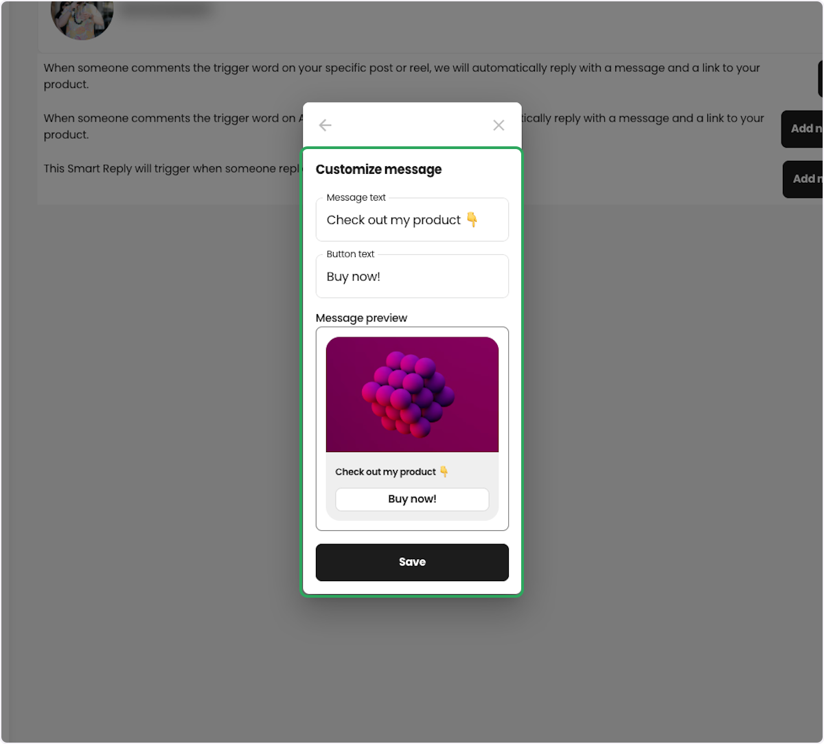 Click on Customize message…