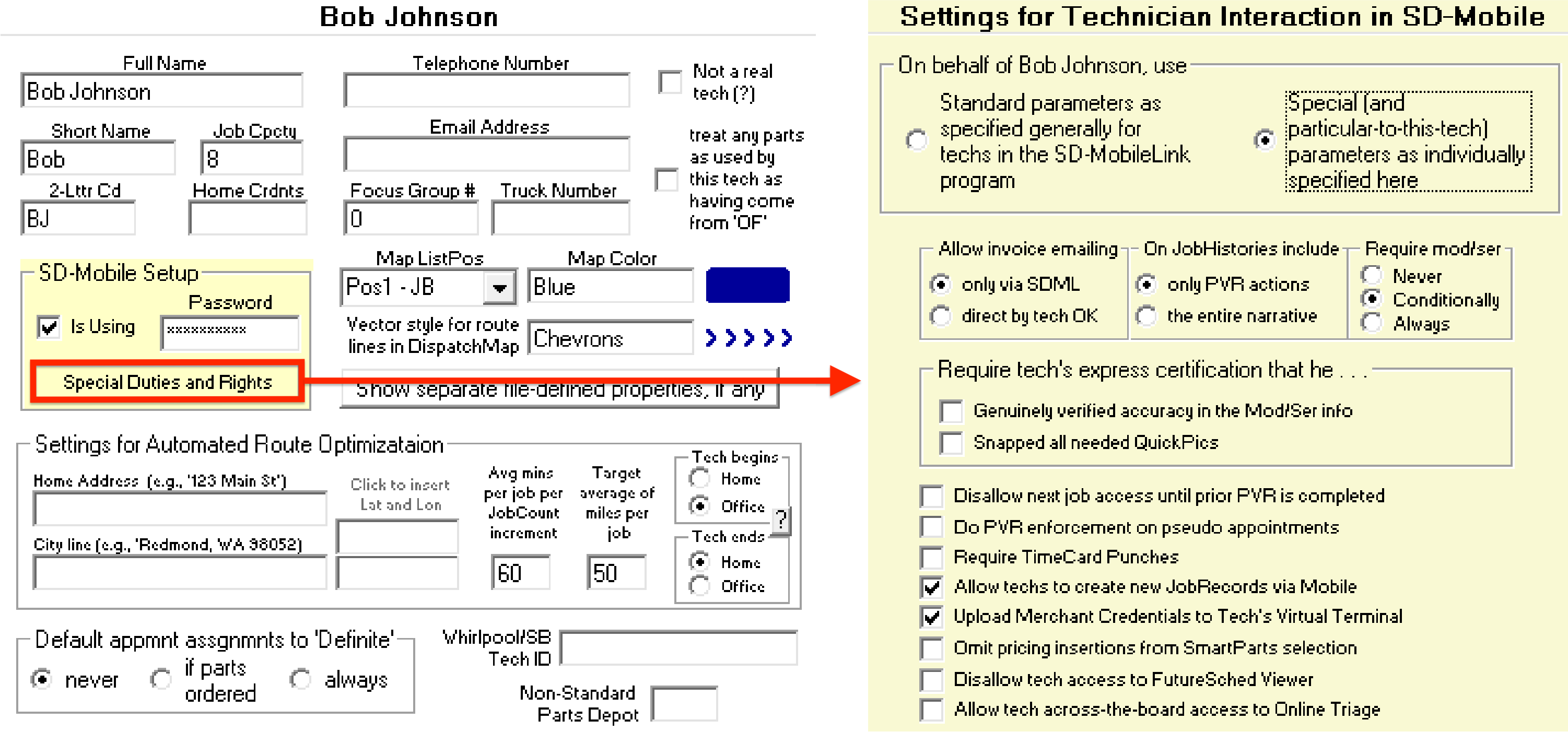 ServiceDesk tech settings