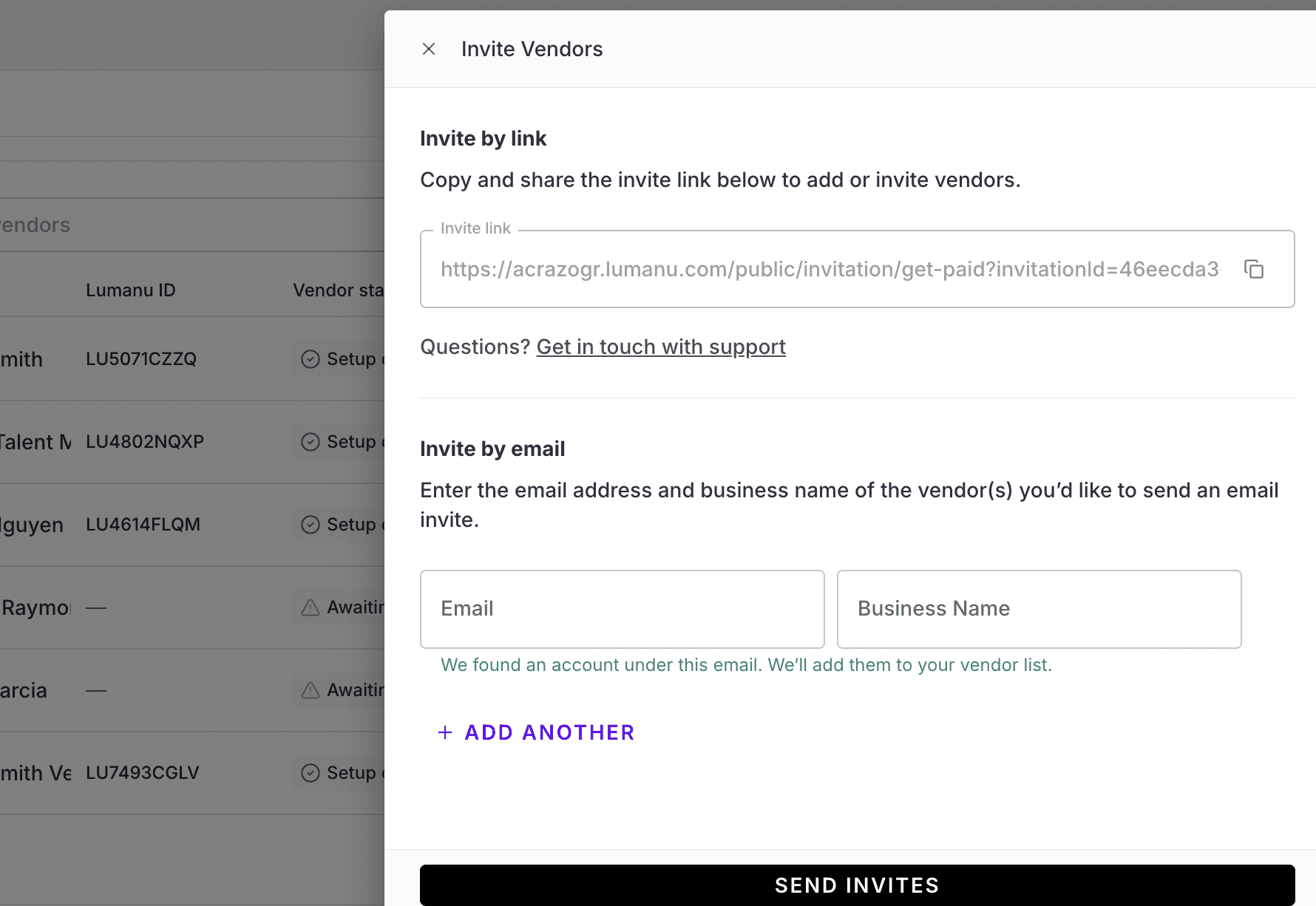 The vendor onboarding experience