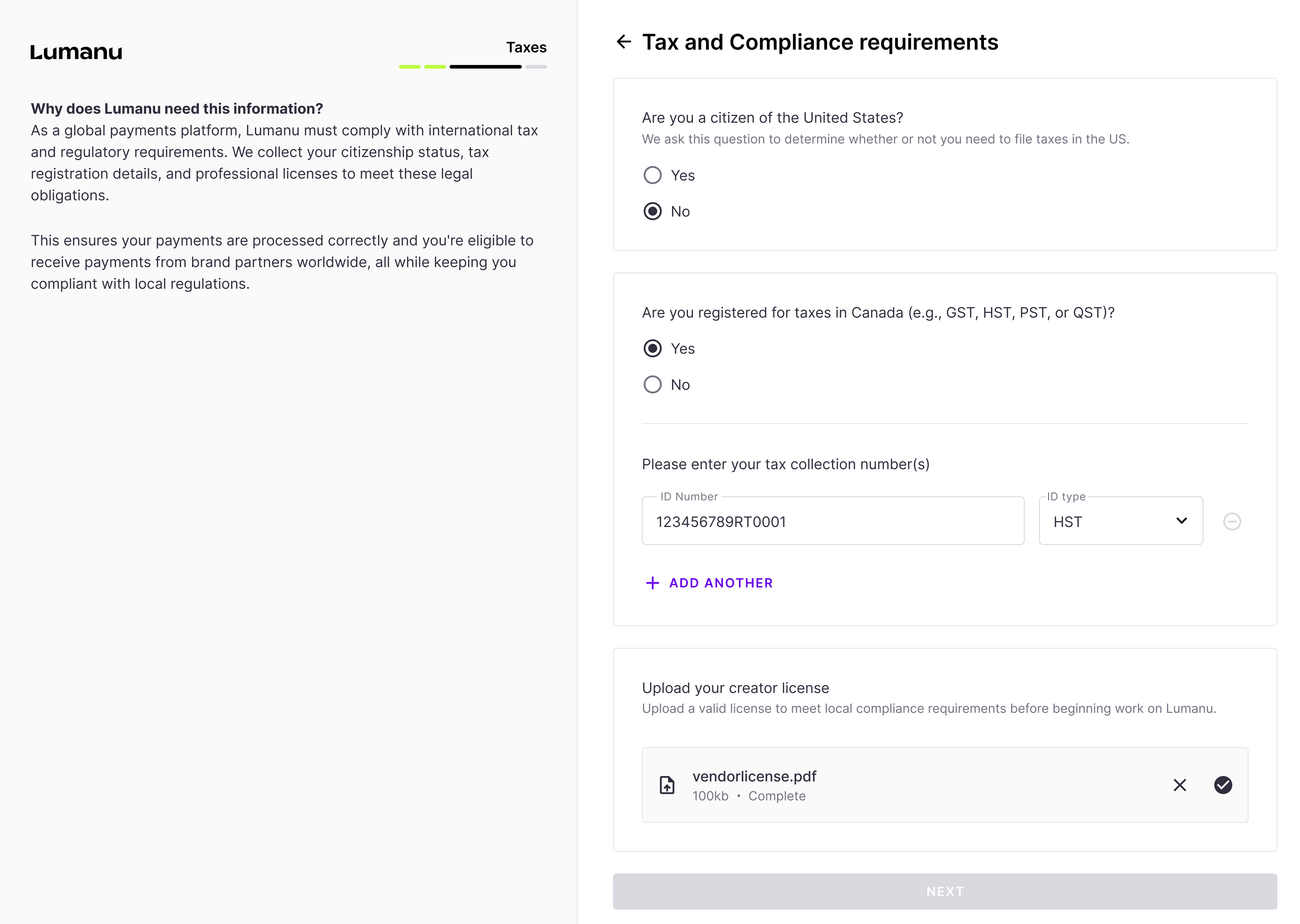 The vendor onboarding experience