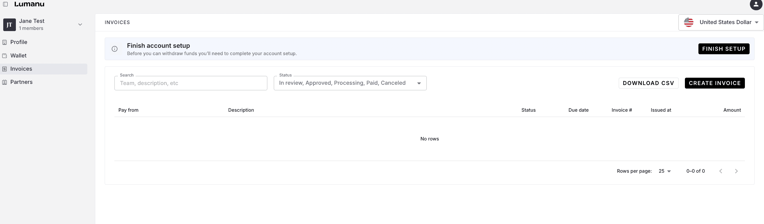 How to send an invoice to a brand partner