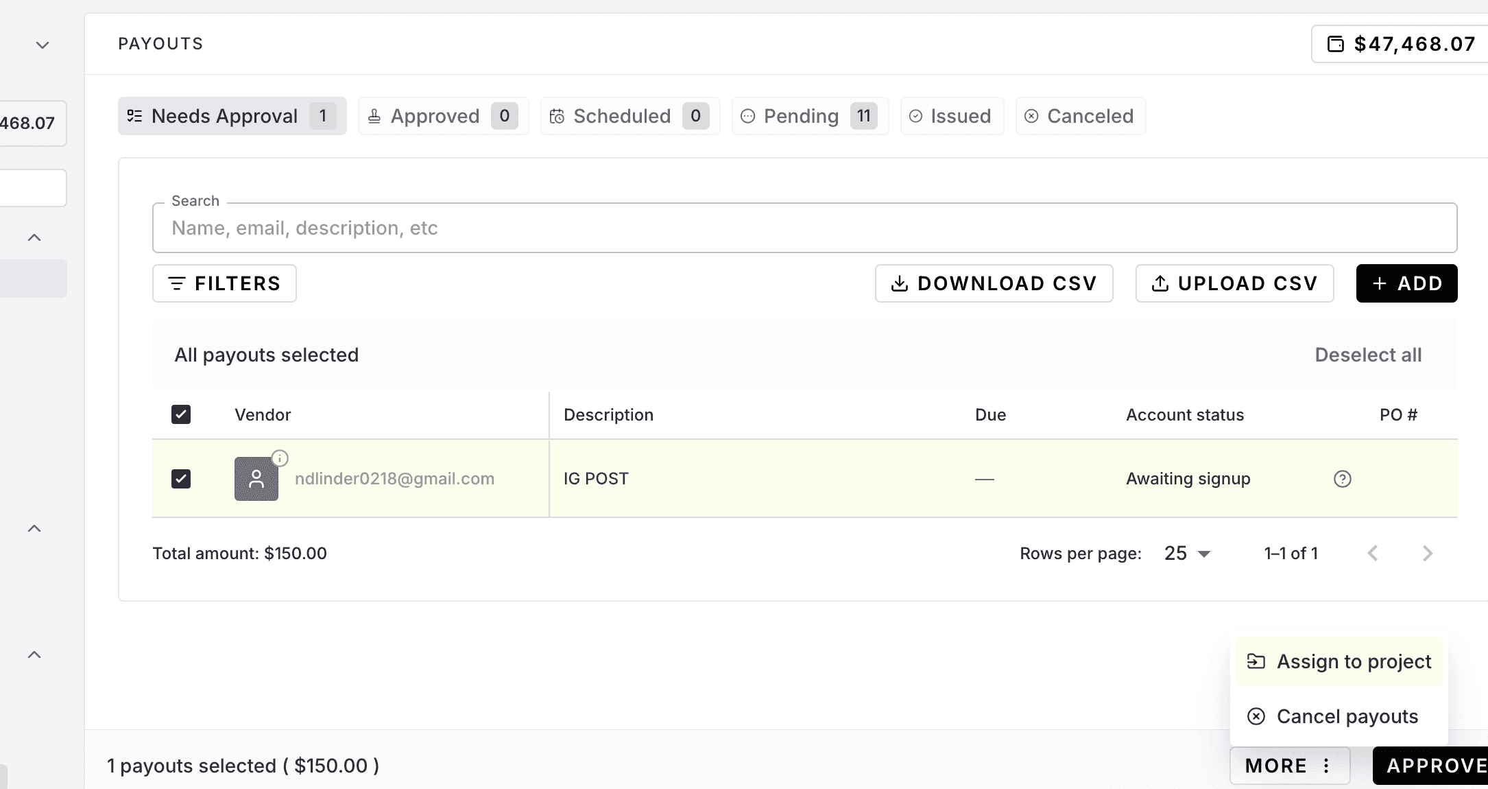 How to assign invoices to a Project