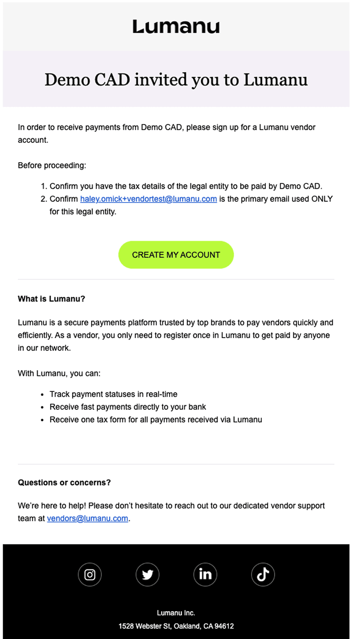 Onboarding process for Non-U.S. Based Vendors
