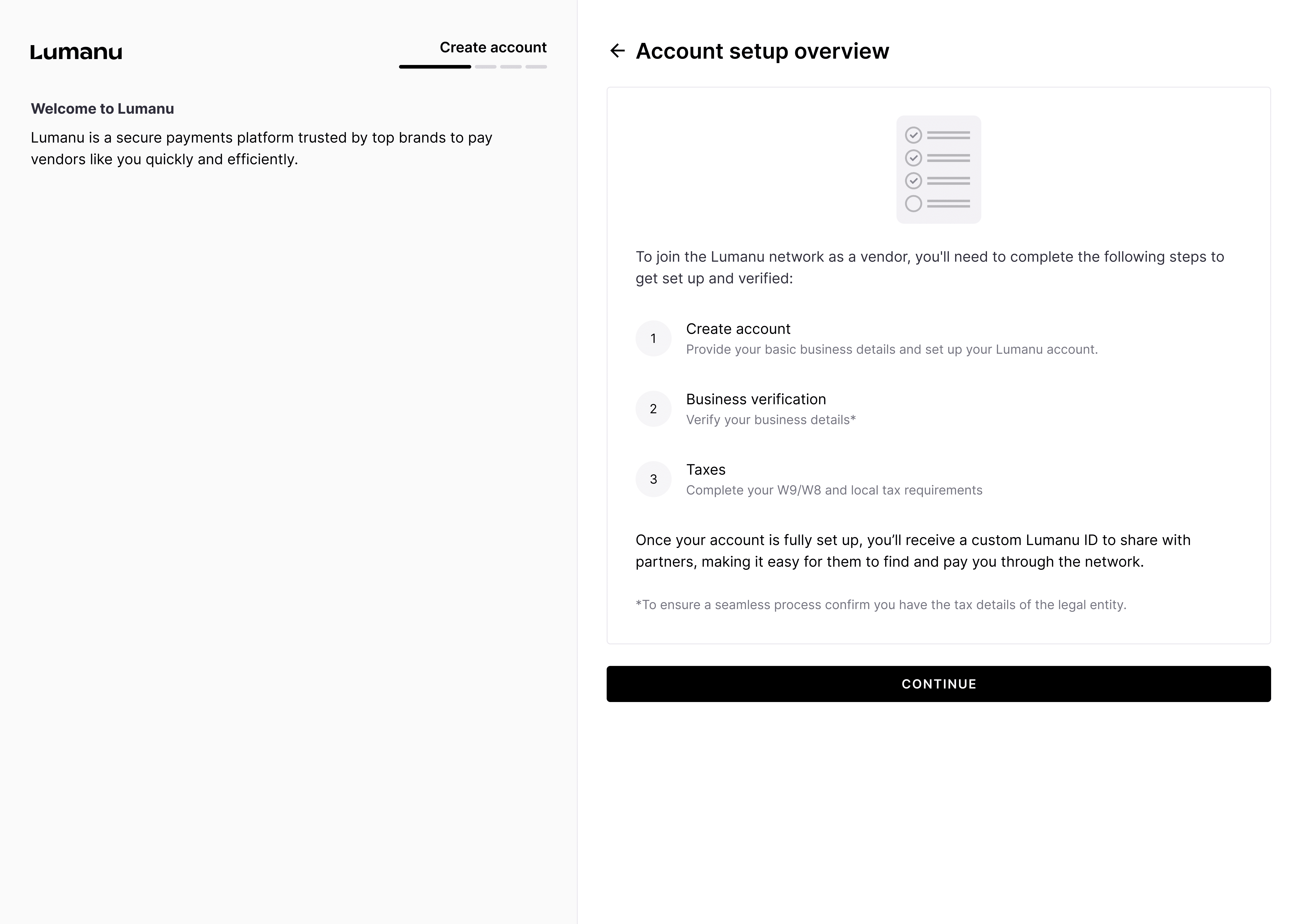 The vendor onboarding experience