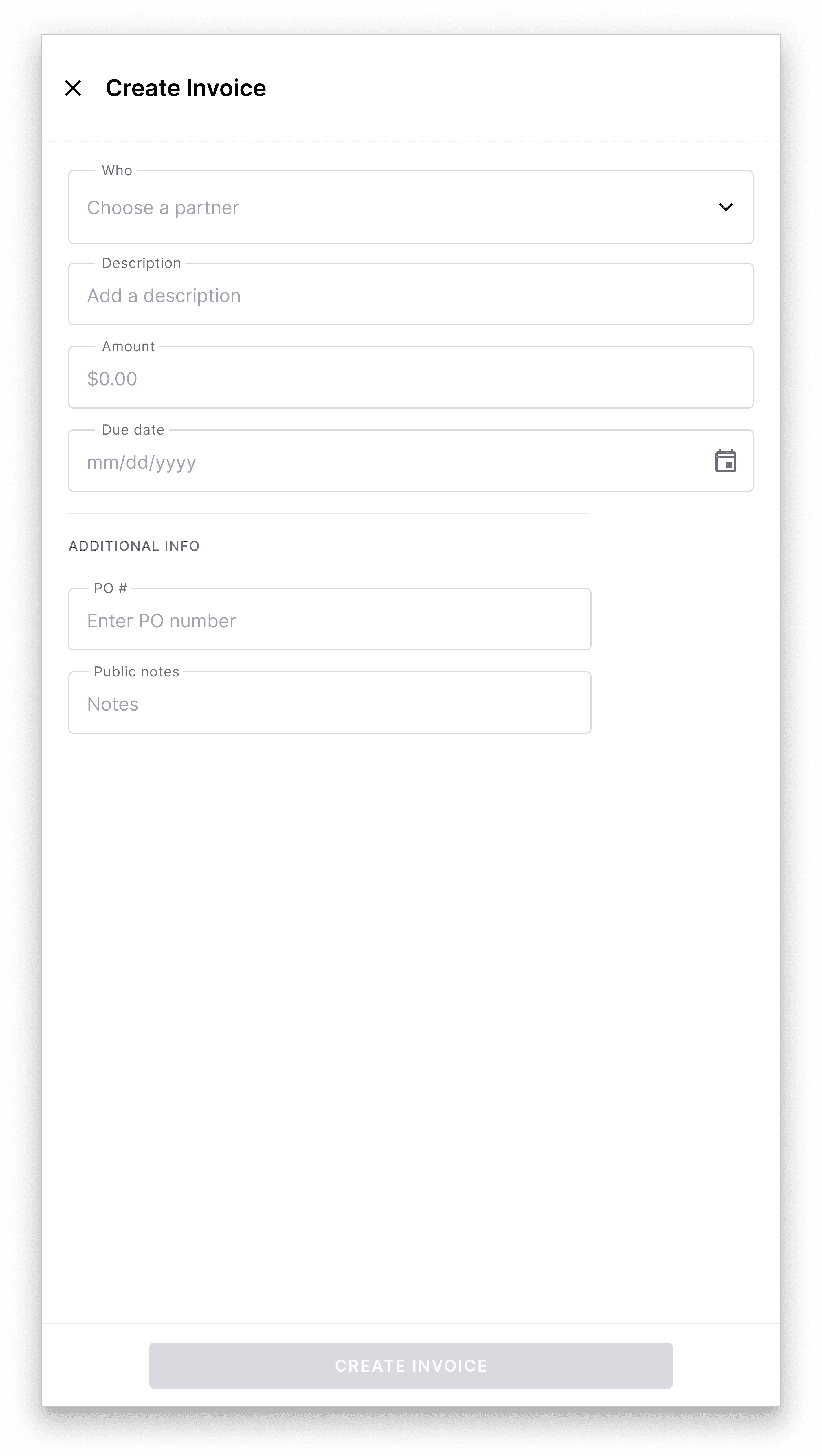 How to send an invoice to a brand partner