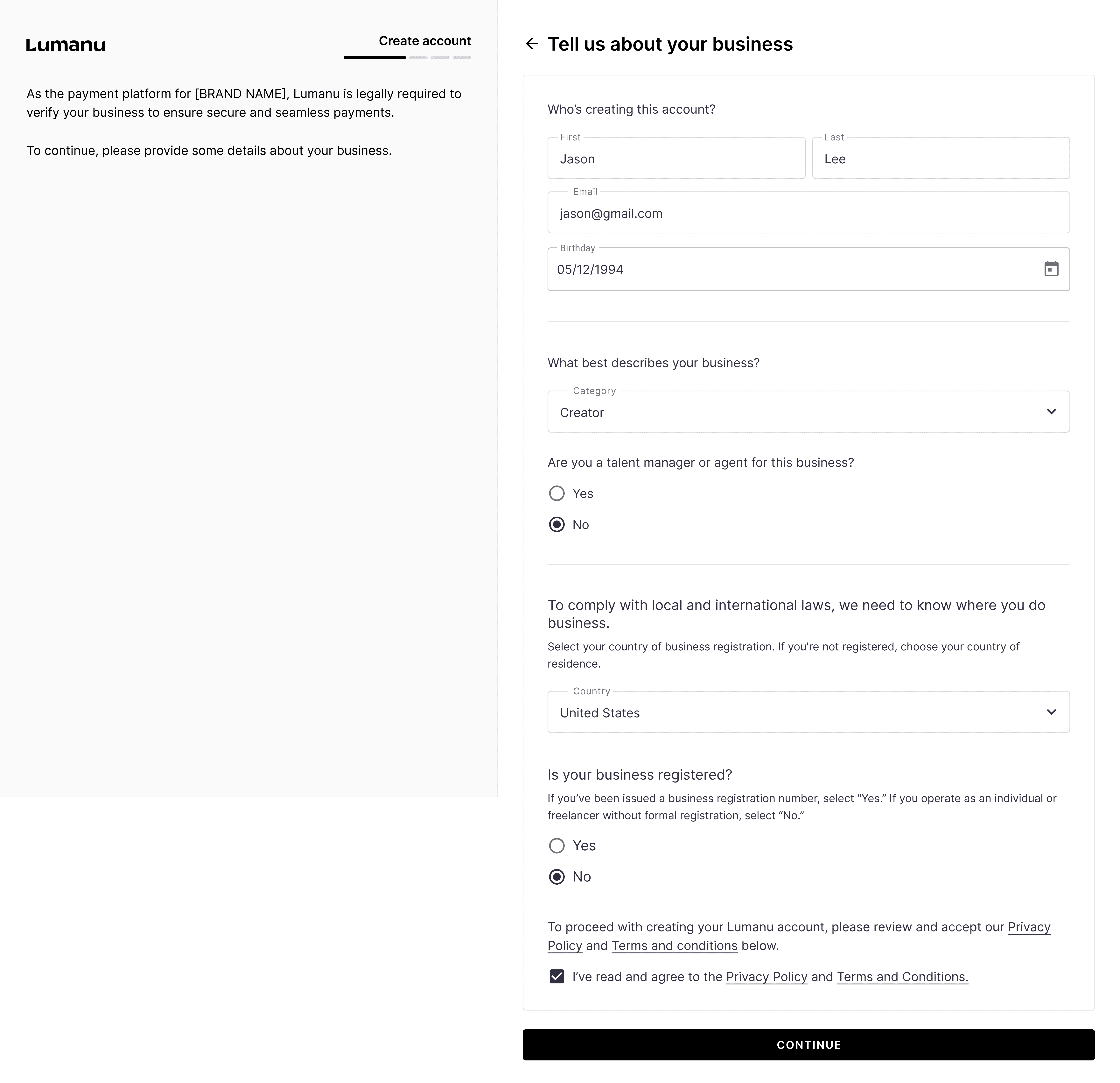 The vendor onboarding experience
