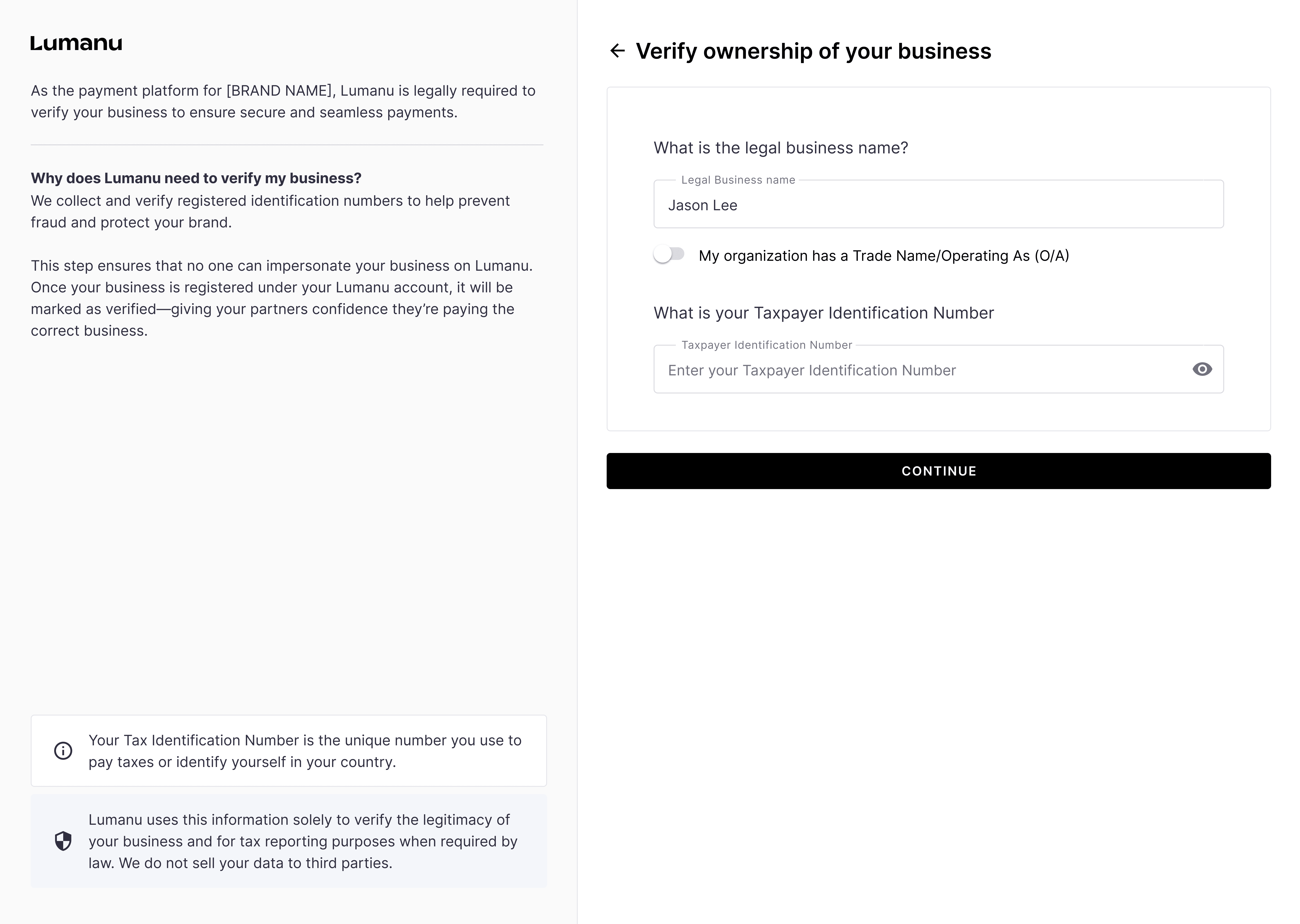 Onboarding process for U.S. based vendors