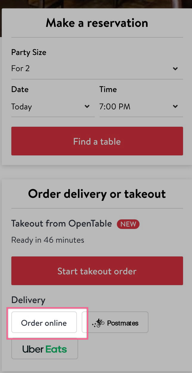 Adding my Online Ordering URL to my Resy or OpenTable profiles