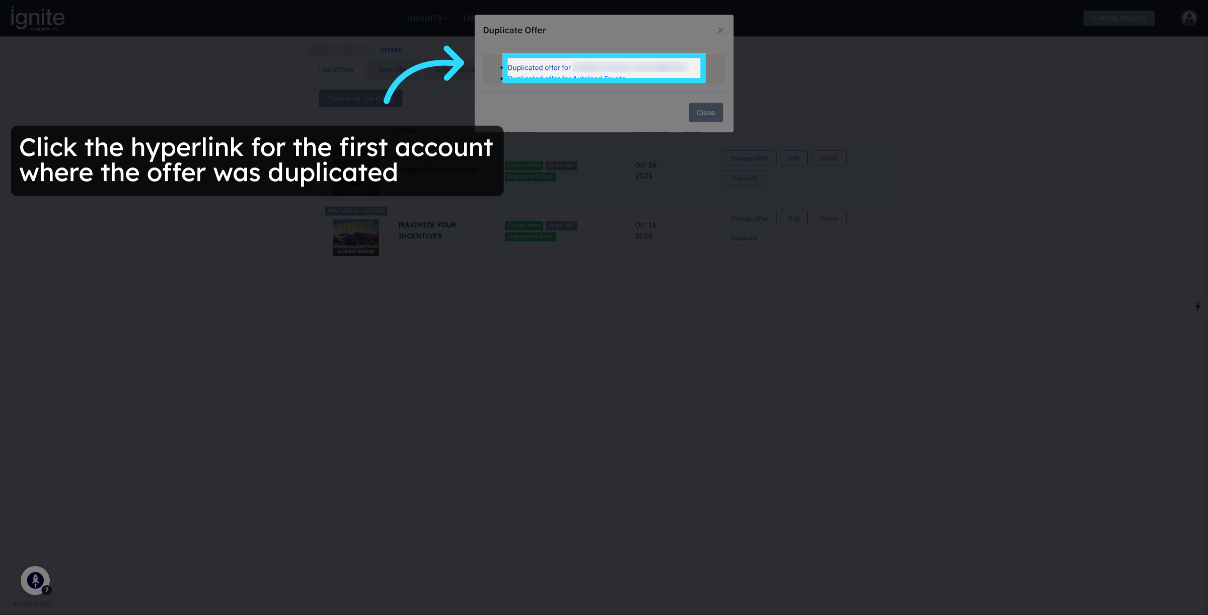 Open Duplicated Offer
