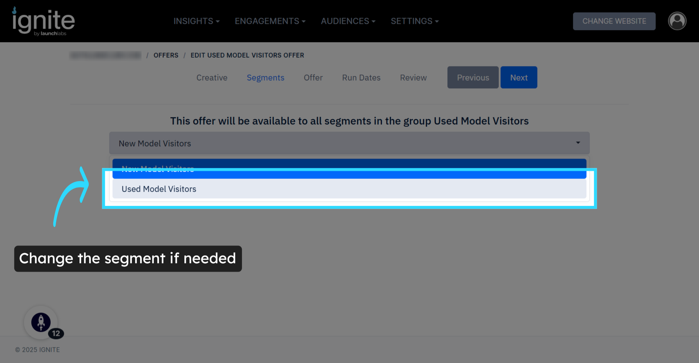 Change the Segment if Needed