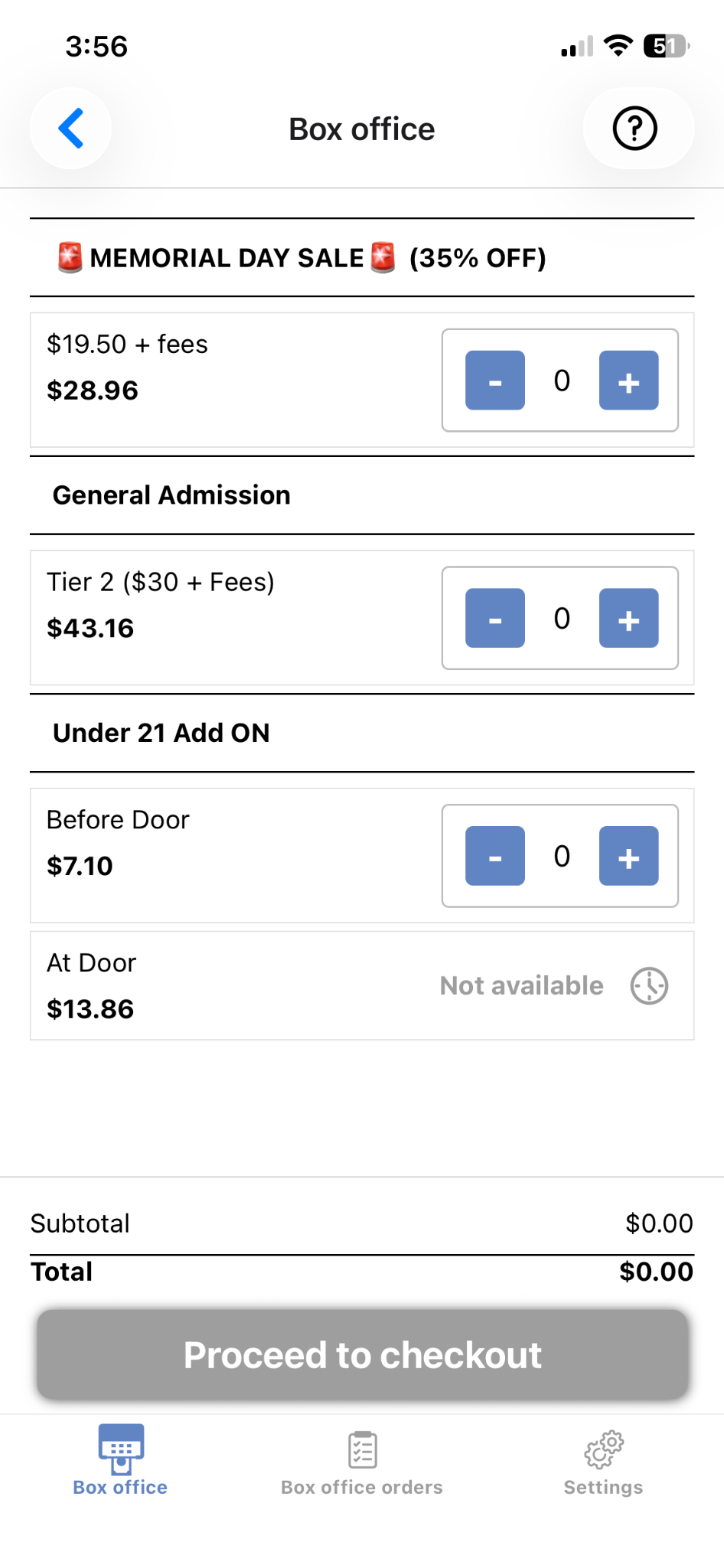Box Office tiers
