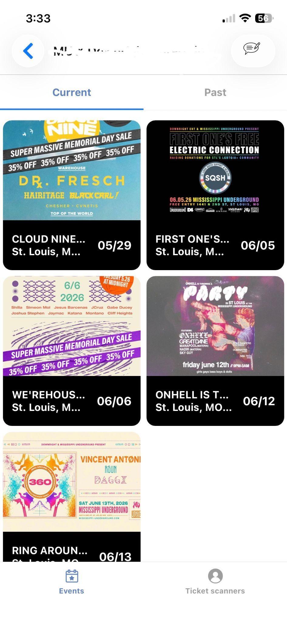 Events list