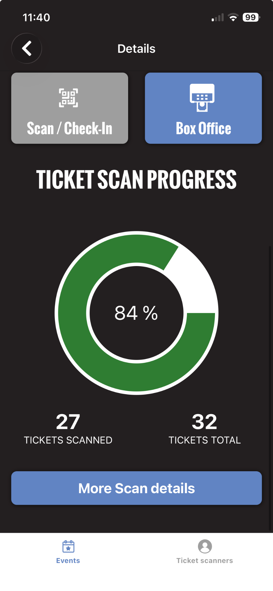 Ticket Scan Progress