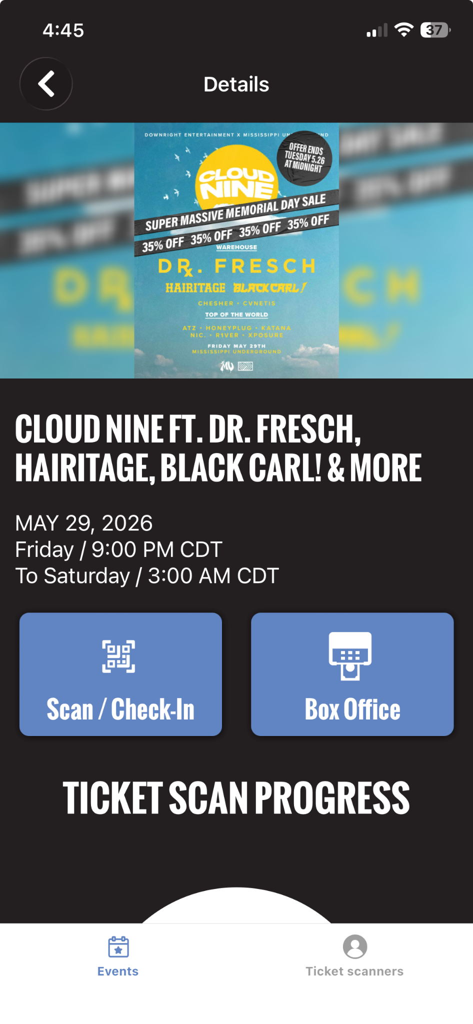 Event Details screen