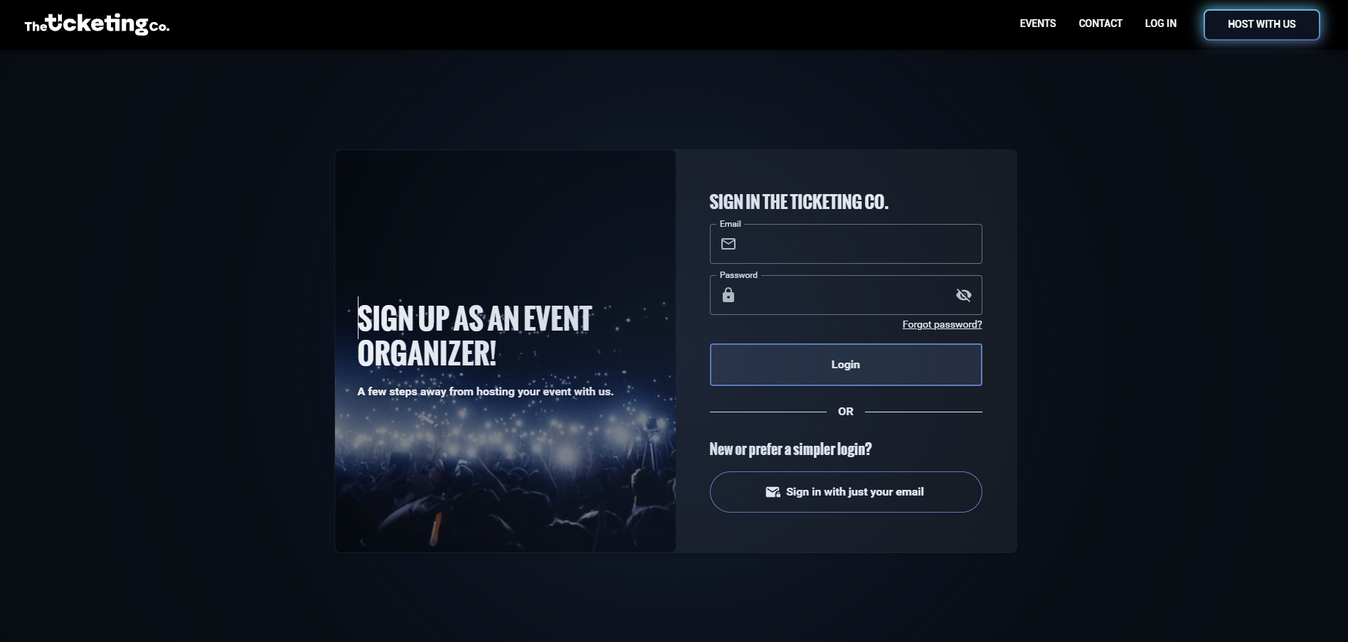 Organizer Signup page
