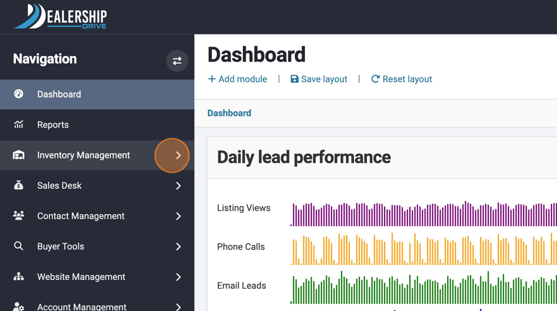 Screenshot of: Click "Inventory Management"